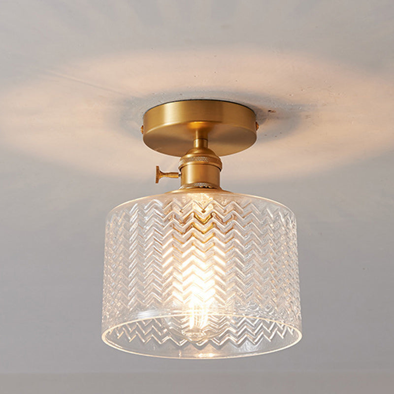 Japanese Brass Bowl Cylinder 1-Light Ceiling Light