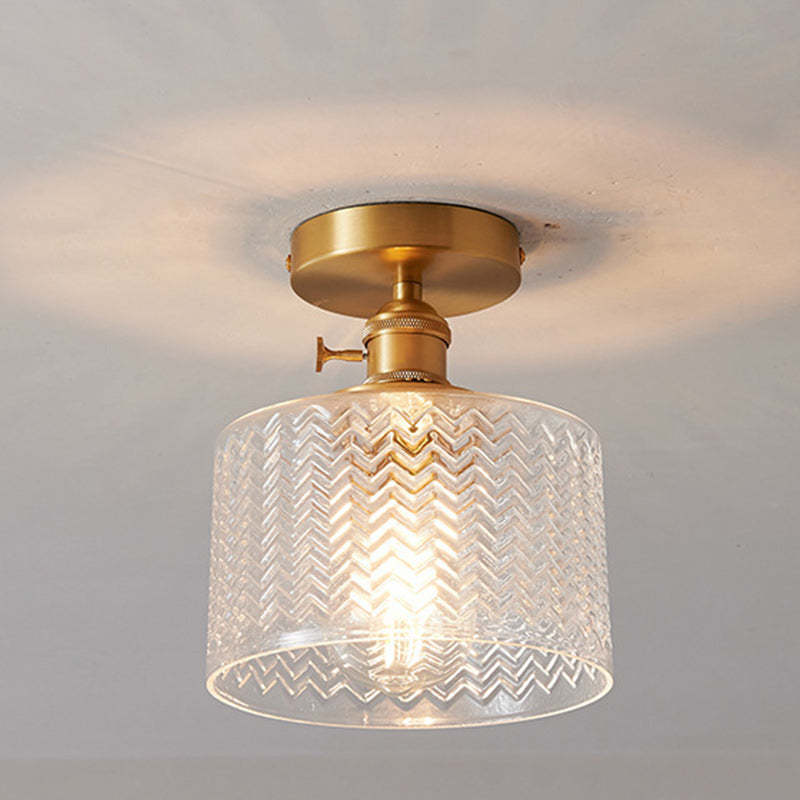 Japanese Brass Bowl Cylinder 1-Light Ceiling Light