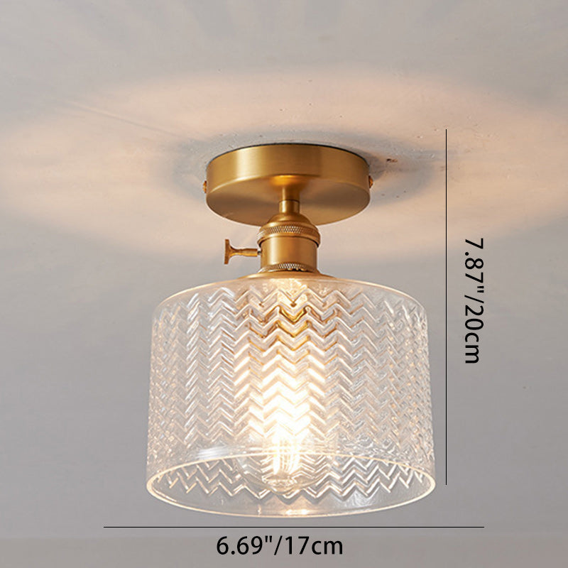 Japanese Brass Bowl Cylinder 1-Light Ceiling Light