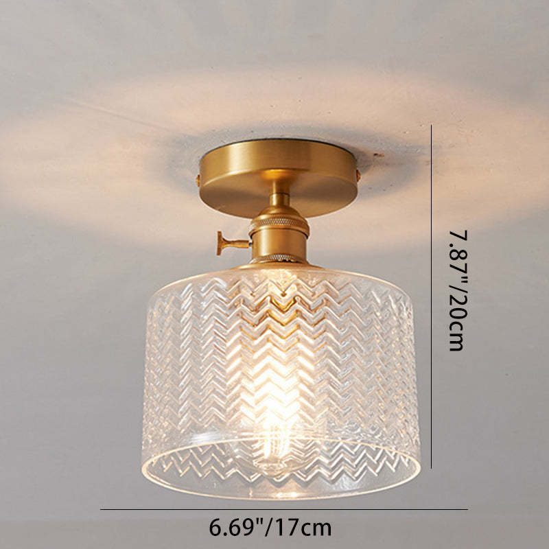 Japanese Brass Bowl Cylinder 1-Light Ceiling Light