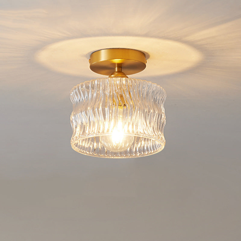 Japanese Brass Bowl Cylinder 1-Light Ceiling Light