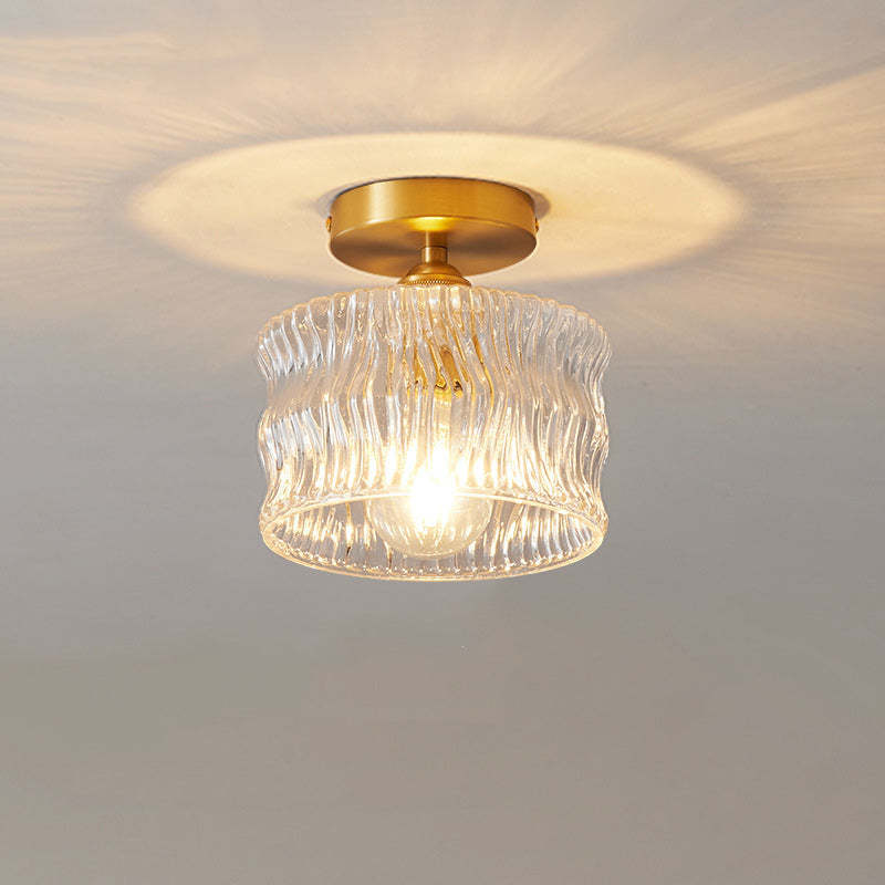 Japanese Brass Bowl Cylinder 1-Light Ceiling Light