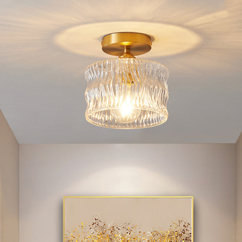 Japanese Brass Bowl Cylinder 1-Light Ceiling Light