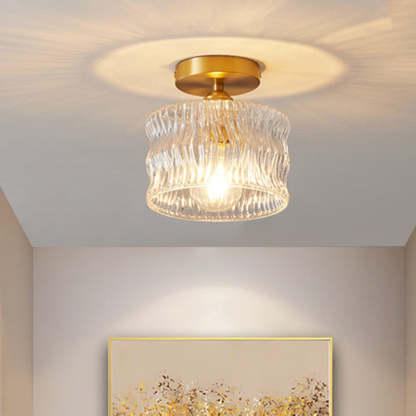 Japanese Brass Bowl Cylinder 1-Light Ceiling Light