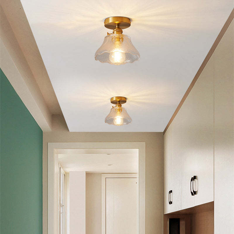 Japanese Brass Bowl Cylinder 1-Light Ceiling Light