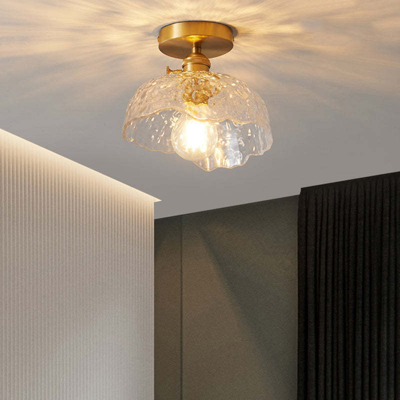 Japanese Brass Bowl Cylinder 1-Light Ceiling Light