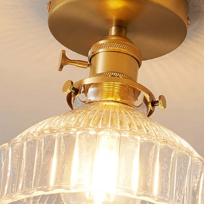 Japanese Brass Bowl Cylinder 1-Light Ceiling Light
