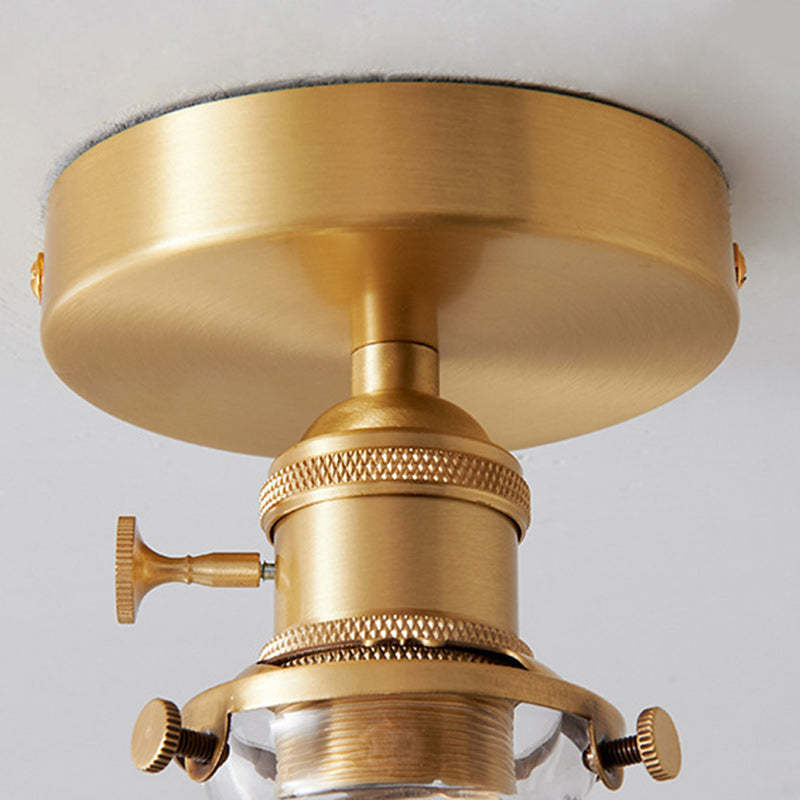 Japanese Brass Bowl Cylinder 1-Light Ceiling Light