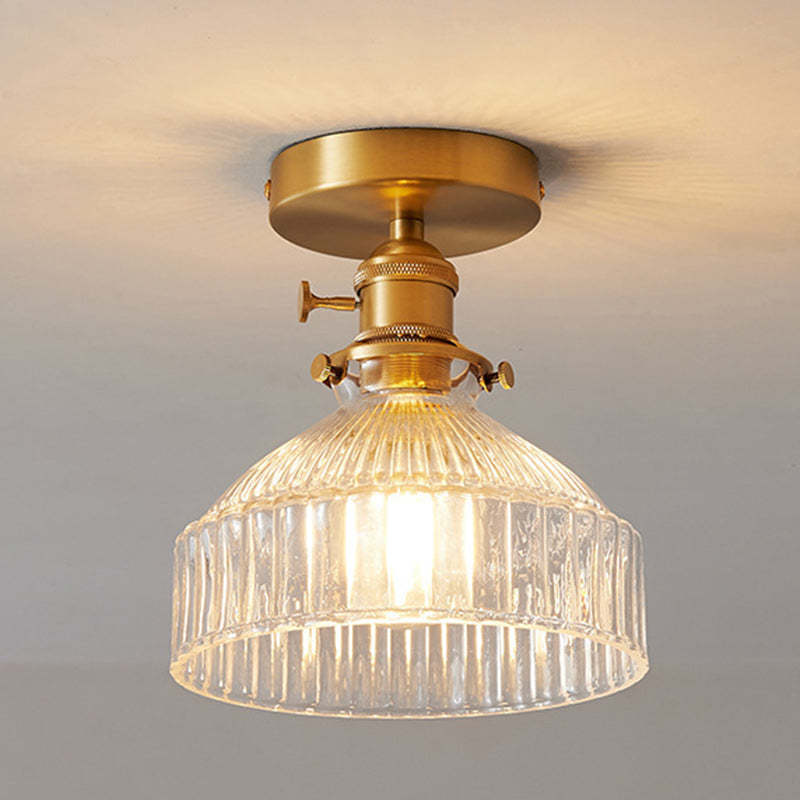 Japanese Brass Bowl Cylinder 1-Light Ceiling Light