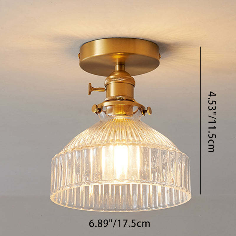 Japanese Brass Bowl Cylinder 1-Light Ceiling Light