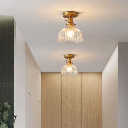 Japanese Brass Bowl Cylinder 1-Light Ceiling Light