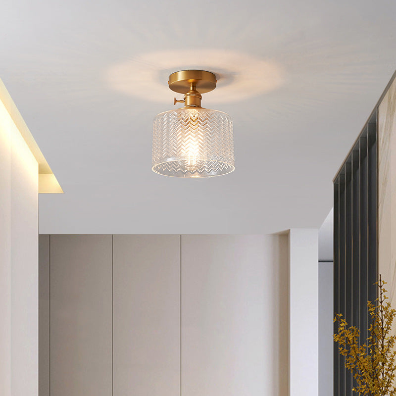 Japanese Brass Bowl Cylinder 1-Light Ceiling Light