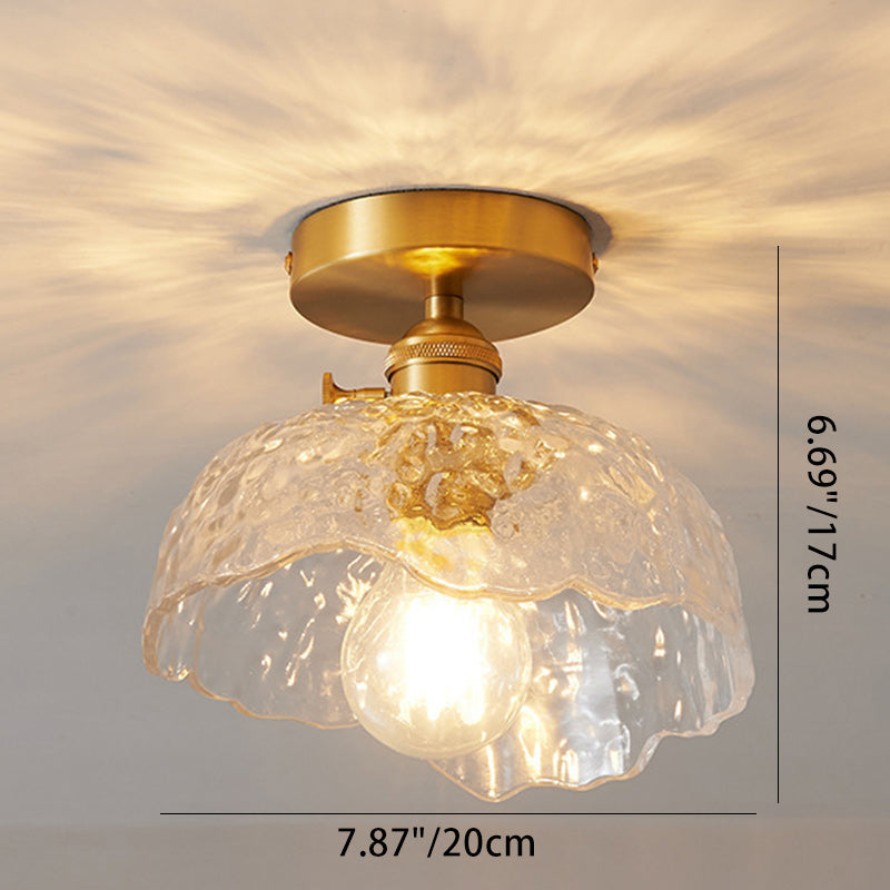 Japanese Brass Bowl Cylinder 1-Light Ceiling Light
