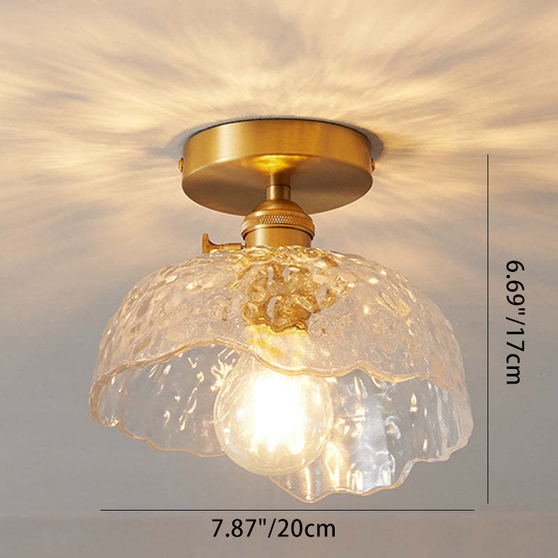 Japanese Brass Bowl Cylinder 1-Light Ceiling Light