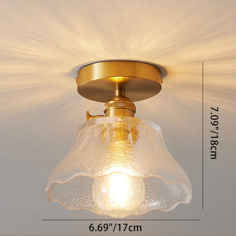 Japanese Brass Bowl Cylinder 1-Light Ceiling Light