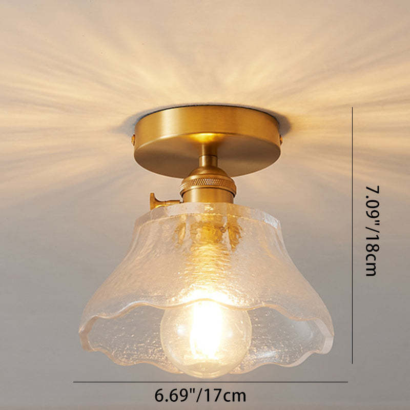 Japanese Brass Bowl Cylinder 1-Light Ceiling Light