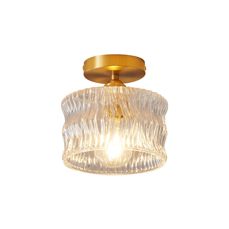 Japanese Brass Bowl Cylinder 1-Light Ceiling Light