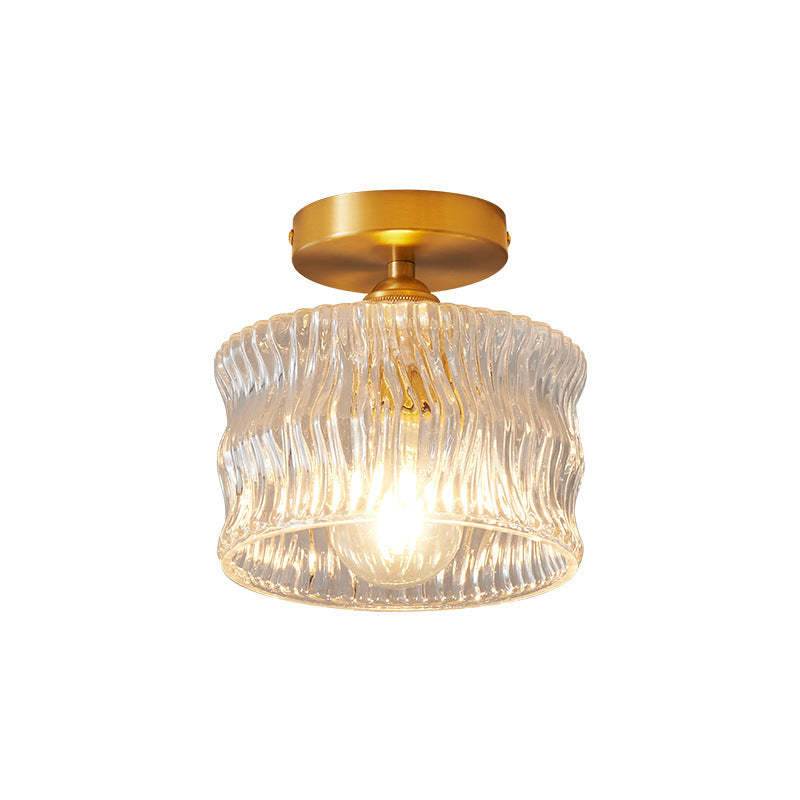 Japanese Brass Bowl Cylinder 1-Light Ceiling Light