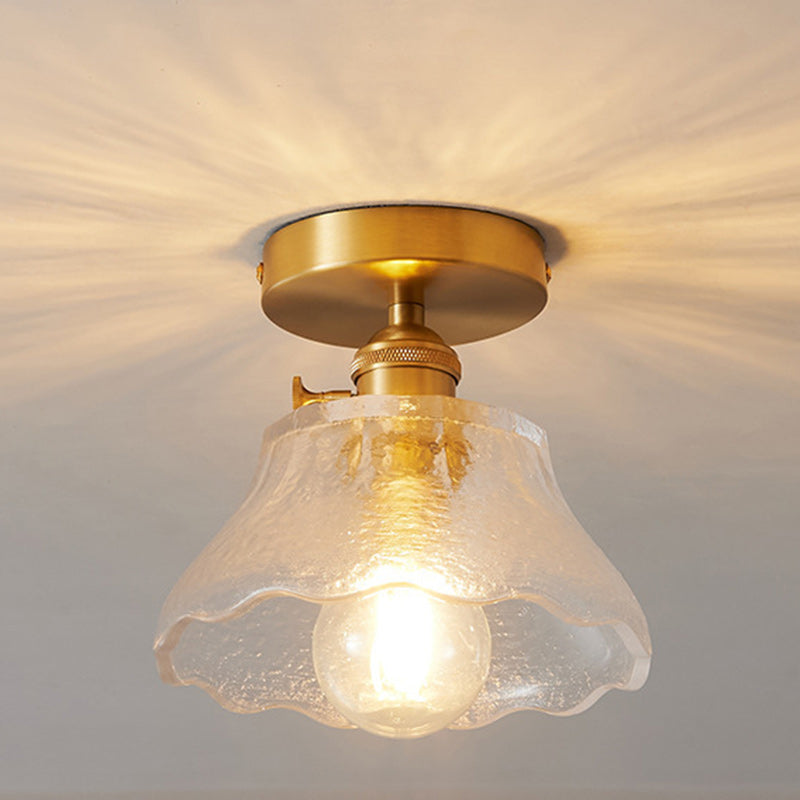 Japanese Brass Bowl Cylinder 1-Light Ceiling Light