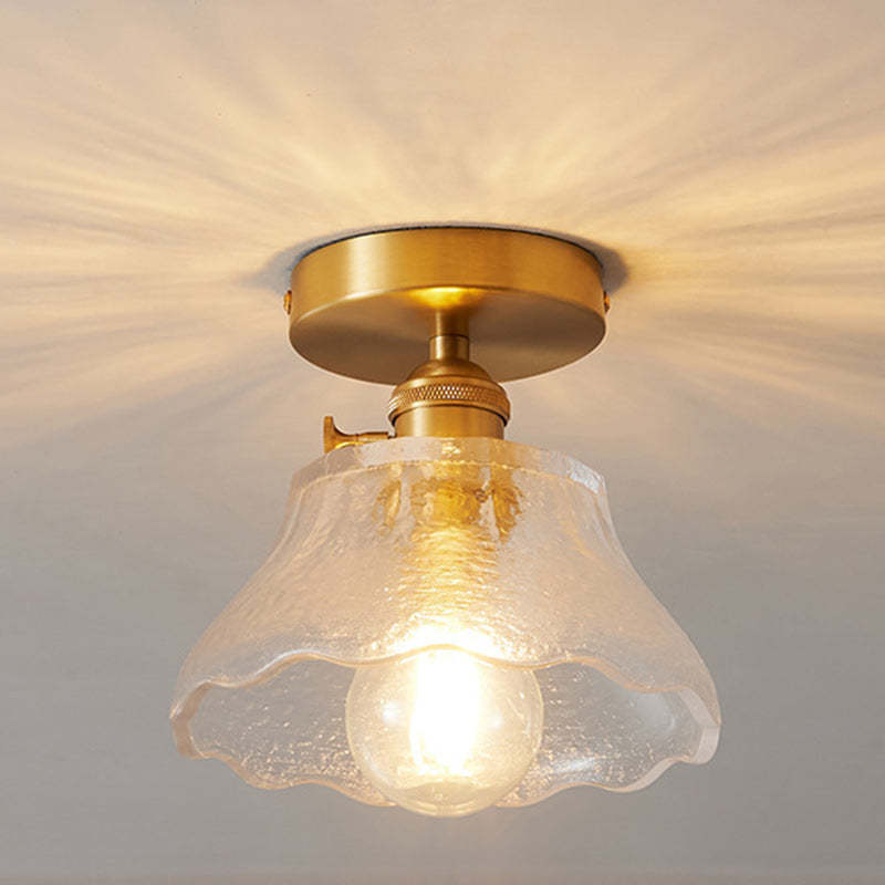 Japanese Brass Bowl Cylinder 1-Light Ceiling Light