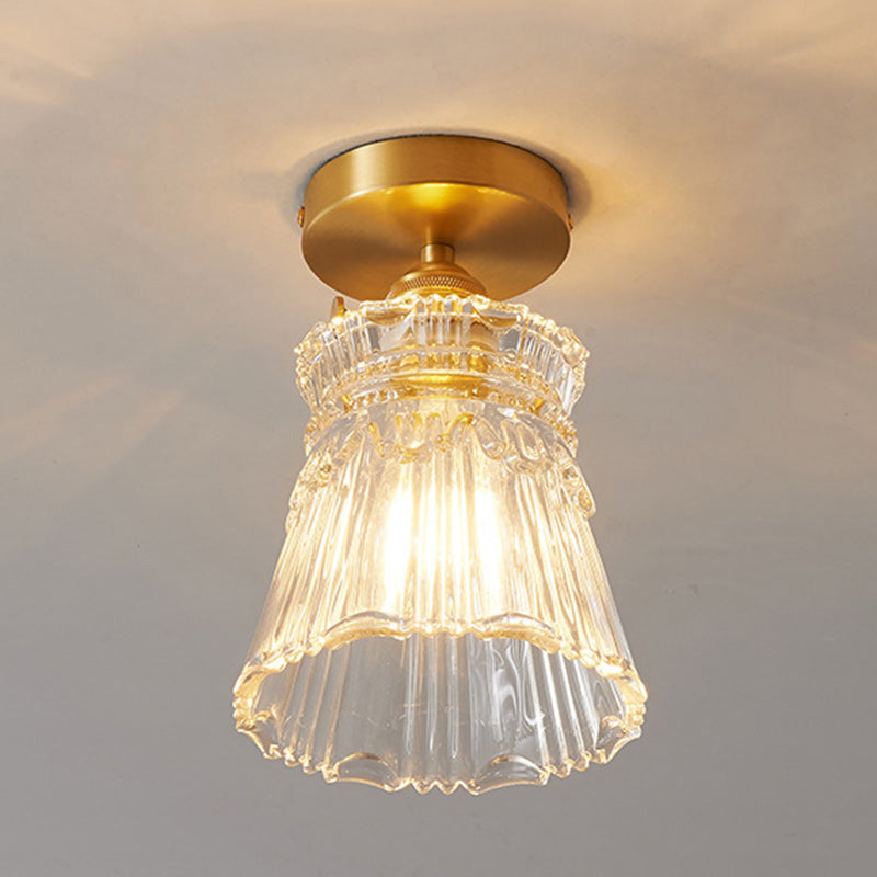 Japanese Brass Bowl Cylinder 1-Light Ceiling Light