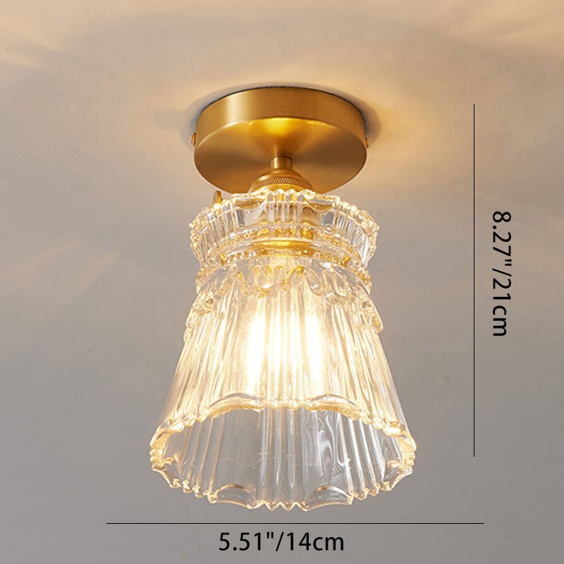 Japanese Brass Bowl Cylinder 1-Light Ceiling Light