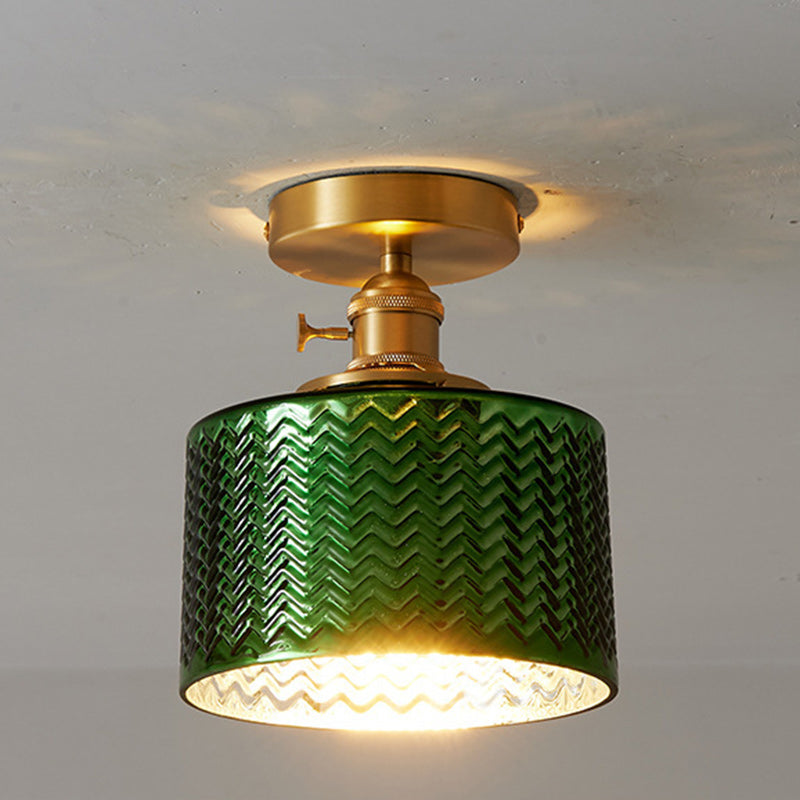 Japanese Brass Bowl Cylinder 1-Light Ceiling Light