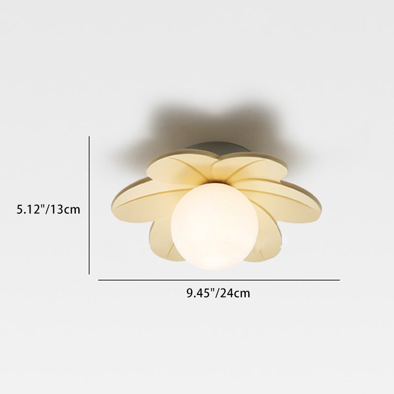 Scandinavian Resin Metal Glass Flower Ball Semi-Flush Light