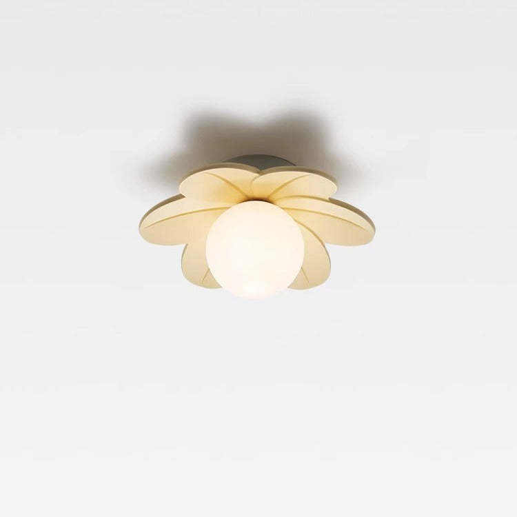 Scandinavian Resin Metal Glass Flower Ball Semi-Flush Light