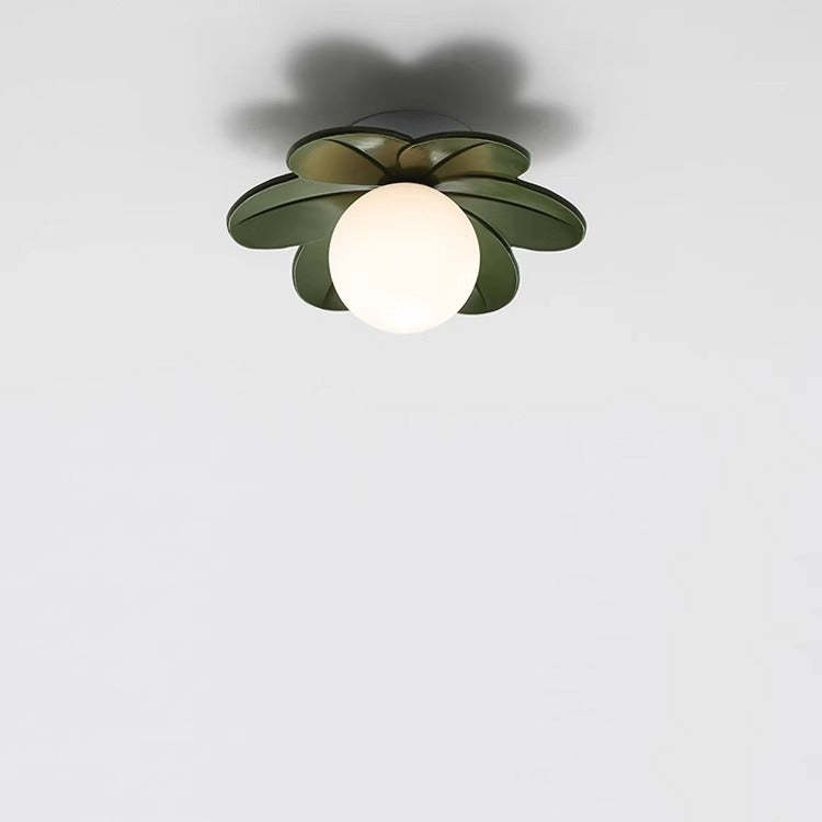 Scandinavian Resin Metal Glass Flower Ball Semi-Flush Light