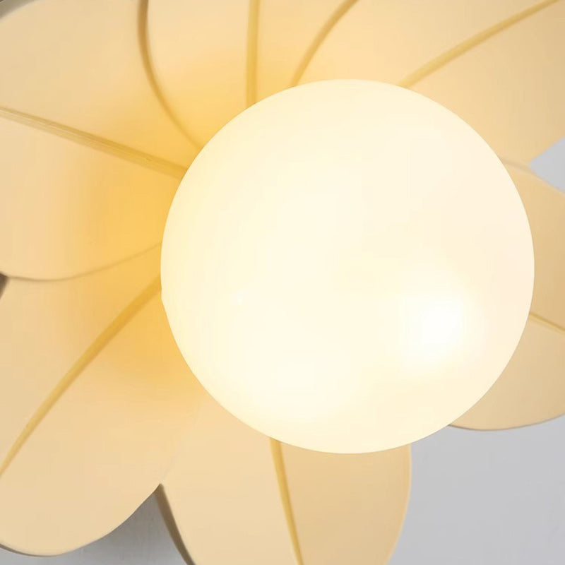 Scandinavian Resin Metal Glass Flower Ball Semi-Flush Light
