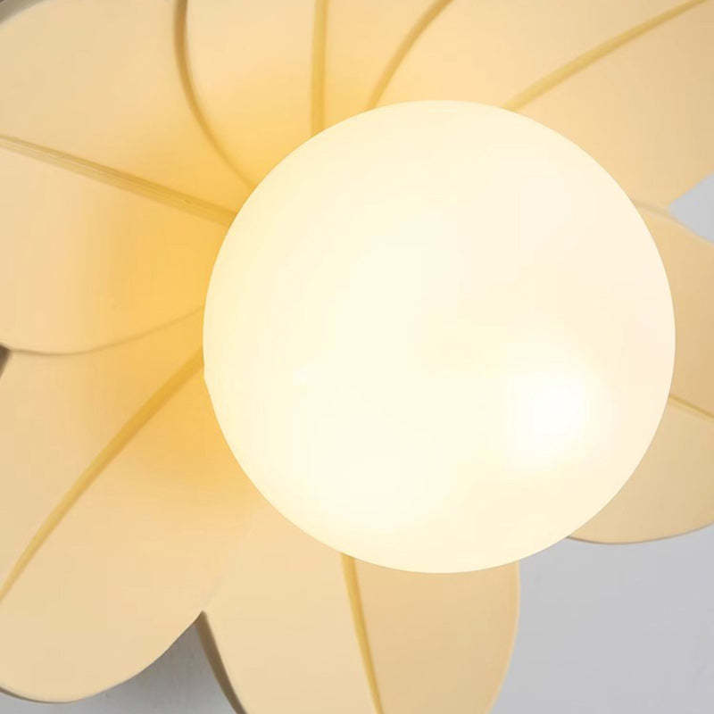 Scandinavian Resin Metal Glass Flower Ball Semi-Flush Light