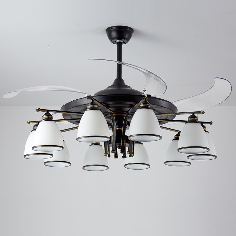 Chinese Iron Glass Acrylic Bell Ceiling Fan Light