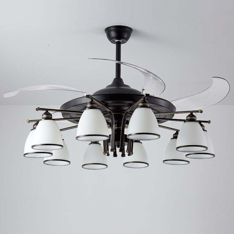 Chinese Iron Glass Acrylic Bell Ceiling Fan Light