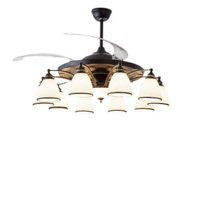 Chinese Iron Glass Acrylic Bell Ceiling Fan Light