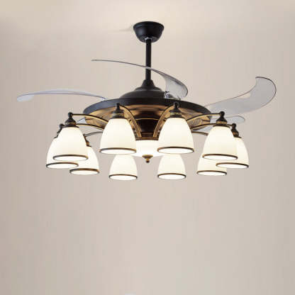 Chinese Iron Glass Acrylic Bell Ceiling Fan Light