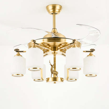 Chinese Iron Deer Ceiling Fan Light