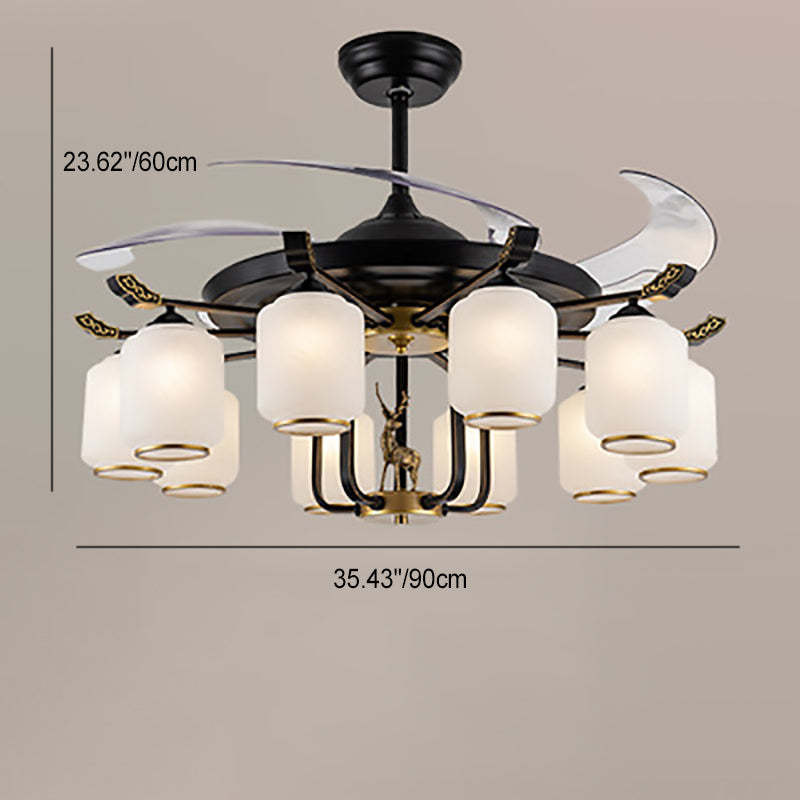 Chinese Iron Deer Ceiling Fan Light