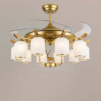 Chinese Iron Deer Ceiling Fan Light