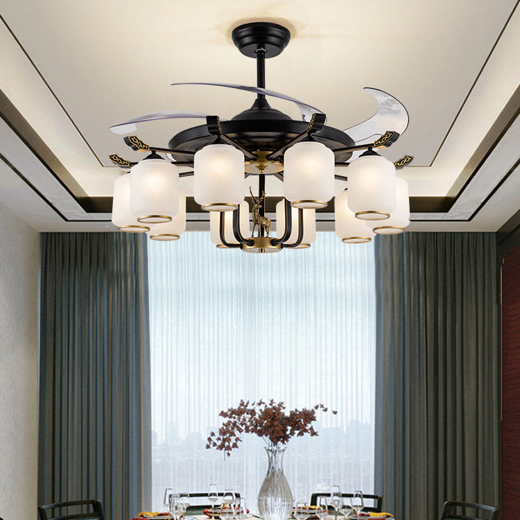 Black chinese deer ceiling fans — Matte Black / 220V-240V (UK/AU)