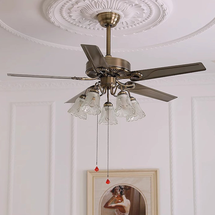 Retro Glass 2/5-Light Ceiling Fan Light