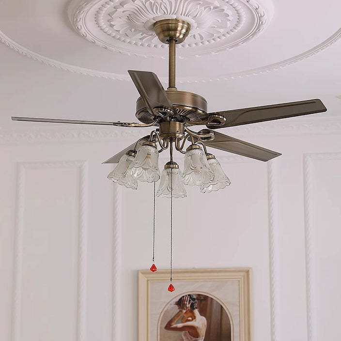 Retro Glass 2/5-Light Ceiling Fan Light