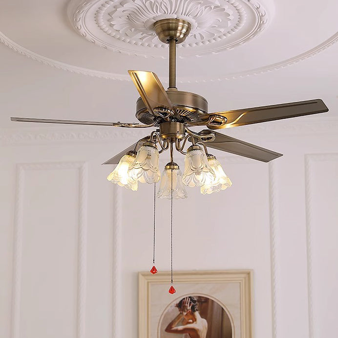 Retro Glass 2/5-Light Ceiling Fan Light
