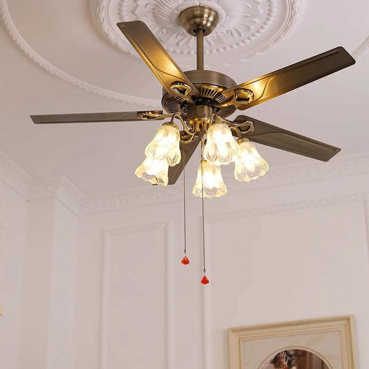 Retro Glass 2/5-Light Ceiling Fan Light