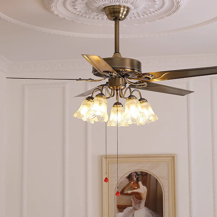 Retro Glass 2/5-Light Ceiling Fan Light