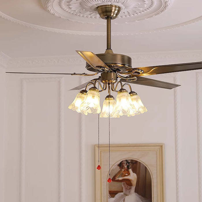 Retro Glass 2/5-Light Ceiling Fan Light
