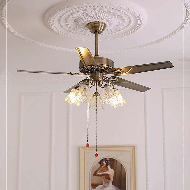 Retro Glass 2/5-Light Ceiling Fan Light