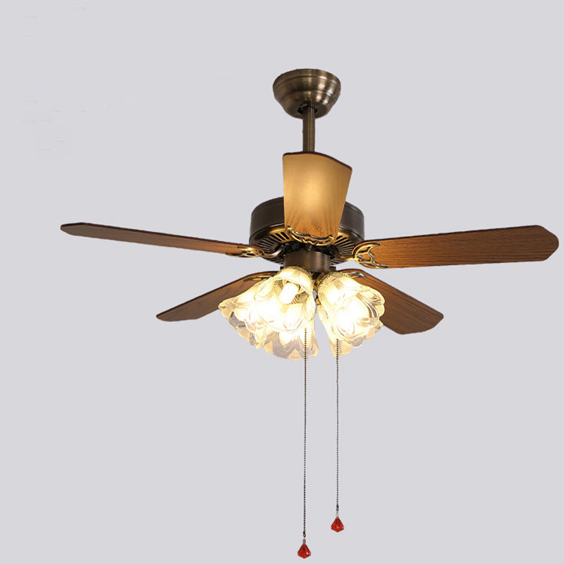 Retro Glass 2/5-Light Ceiling Fan Light