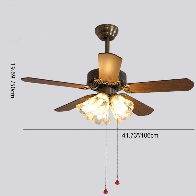 Retro Glass 2/5-Light Ceiling Fan Light