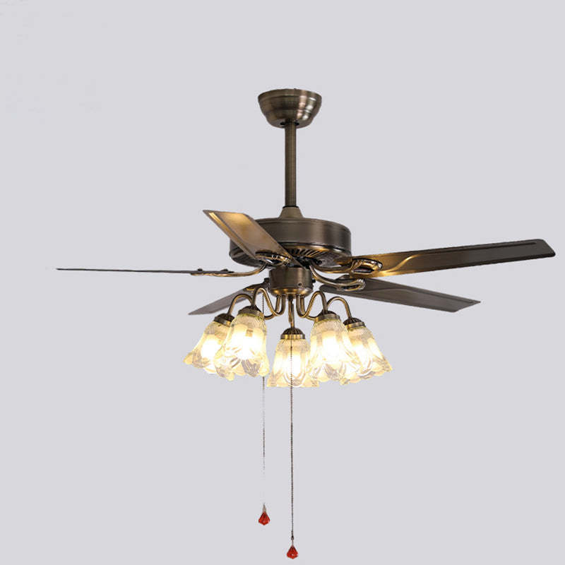 Retro Glass 2/5-Light Ceiling Fan Light